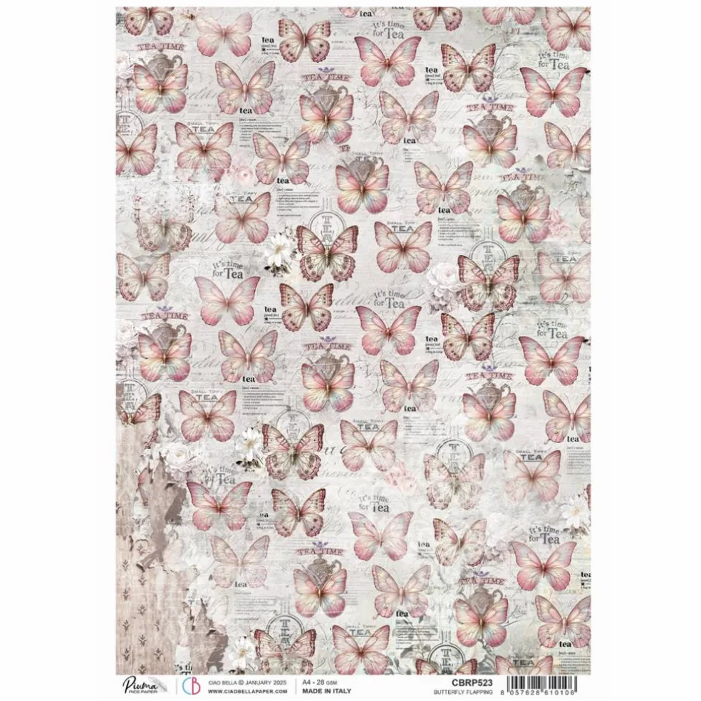 Decoupage Rispapper, fjärilar