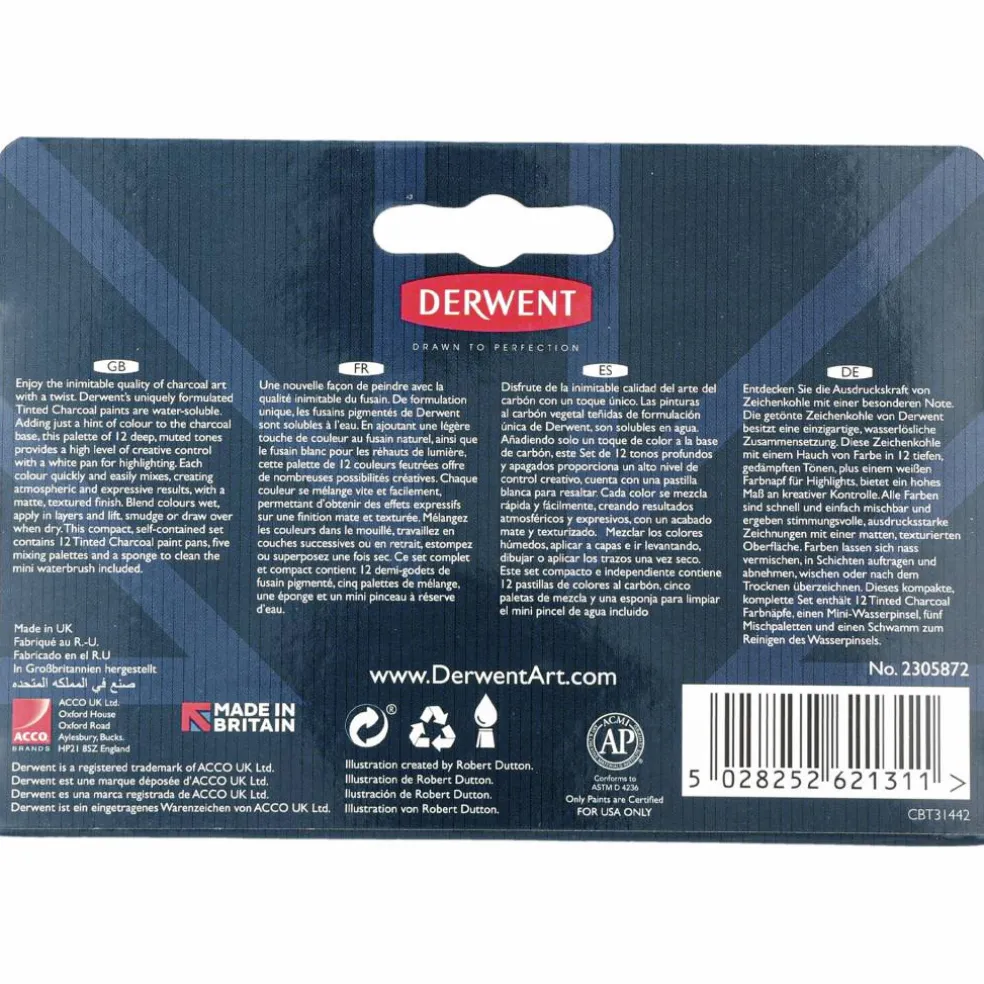 Derwent Tinted Charcoal Paint Pan, 12 st