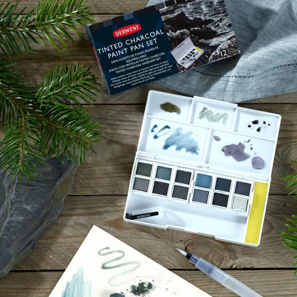 Derwent Tinted Charcoal Paint Pan, 12 st