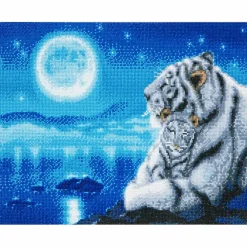 Diamond Painting Kit Canvas Lullaby White Tigers