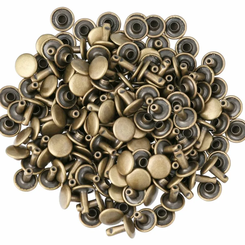 Dubbelnit liksidig 9x9 mm 100 st, antik mässing