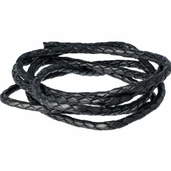 Flätat runt läderband, svart