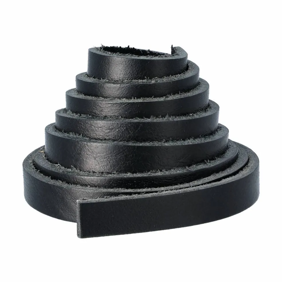 Läderrem med skarv svart, 10 mm