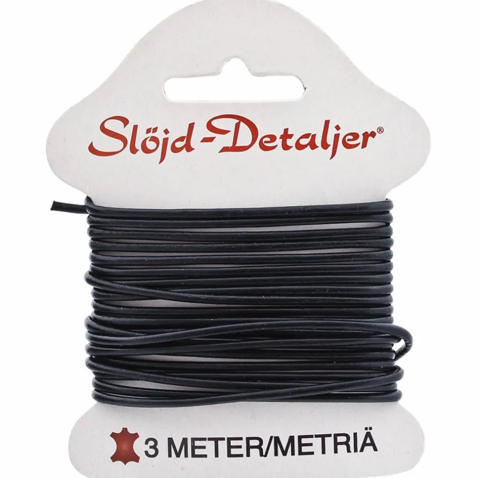 Läderrem 2 mm 3 m, svart