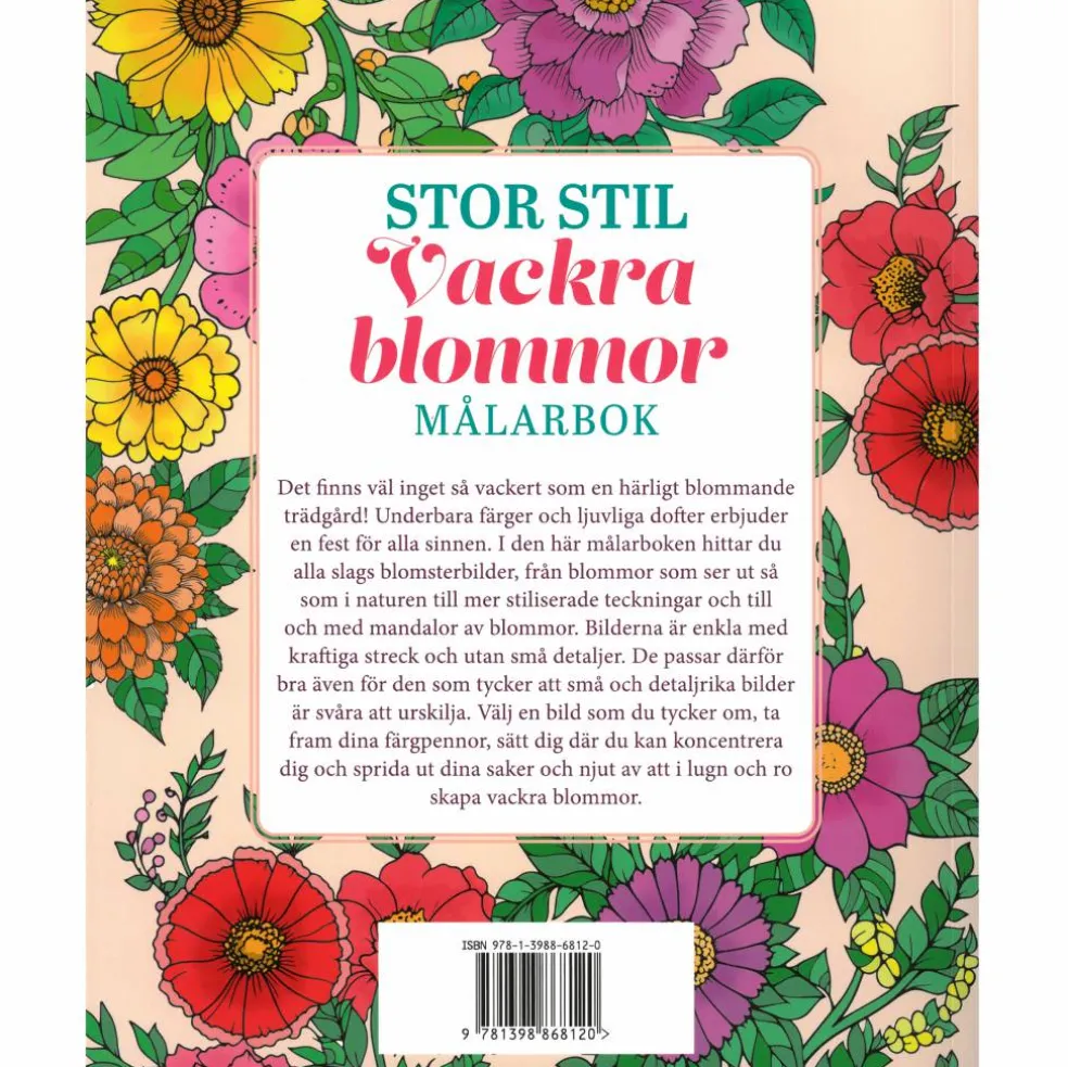 Stor stil vackra blommor målarbok