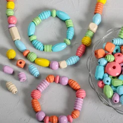 Träpärlor mix, pastellfärger