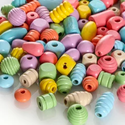 Träpärlor mix, pastellfärger